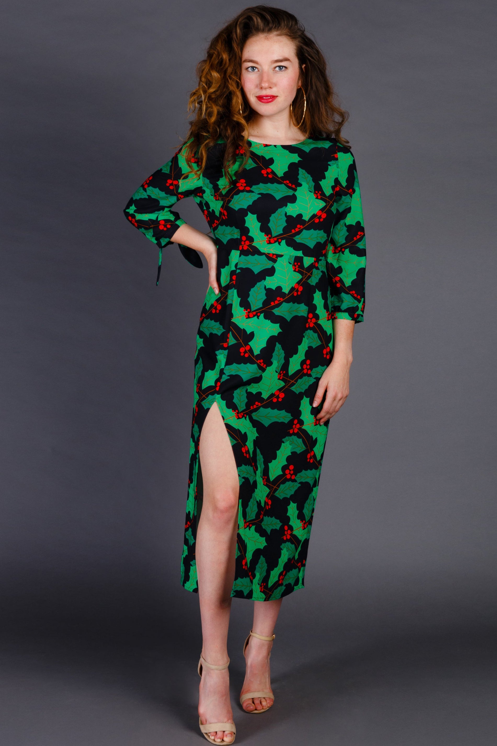 holly christmas dress Women's Midi Holiday dress Sorella Vita Bridesmaids 9292 beachwear Top layer is olive item size:XXS