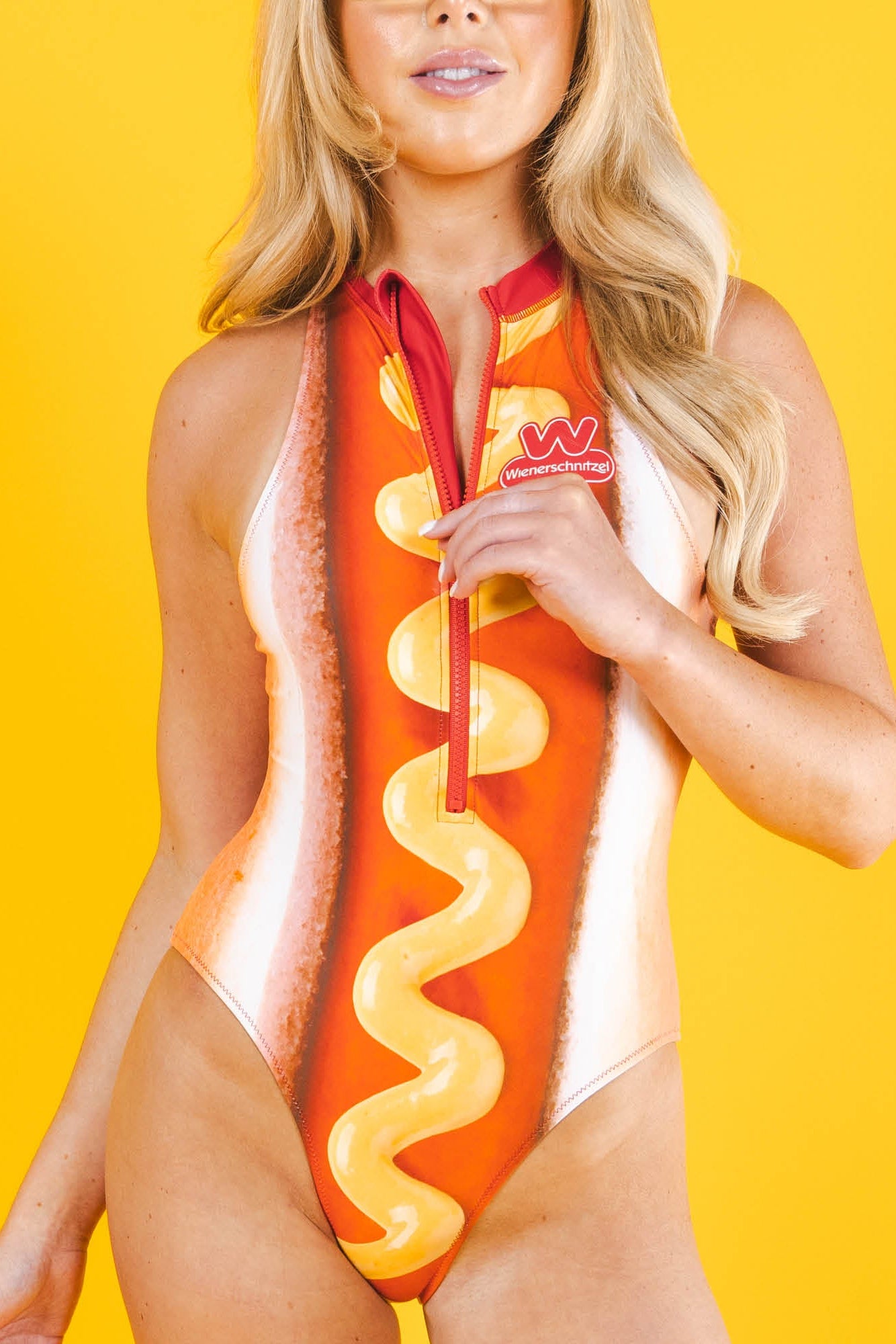 Zipper One Piece Swimsuit | Wienerschnitzel x Shinesty