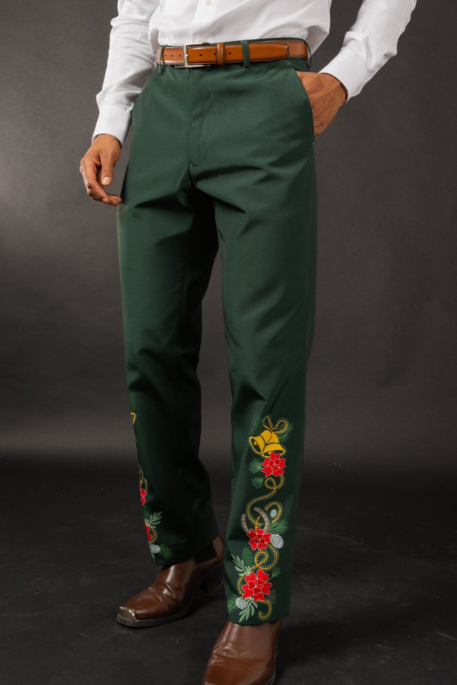 dark green dress pants for men Men's Suit Size:Size 36 2025 SEP Reformation Floral Print Long Olive green Message us anytime.