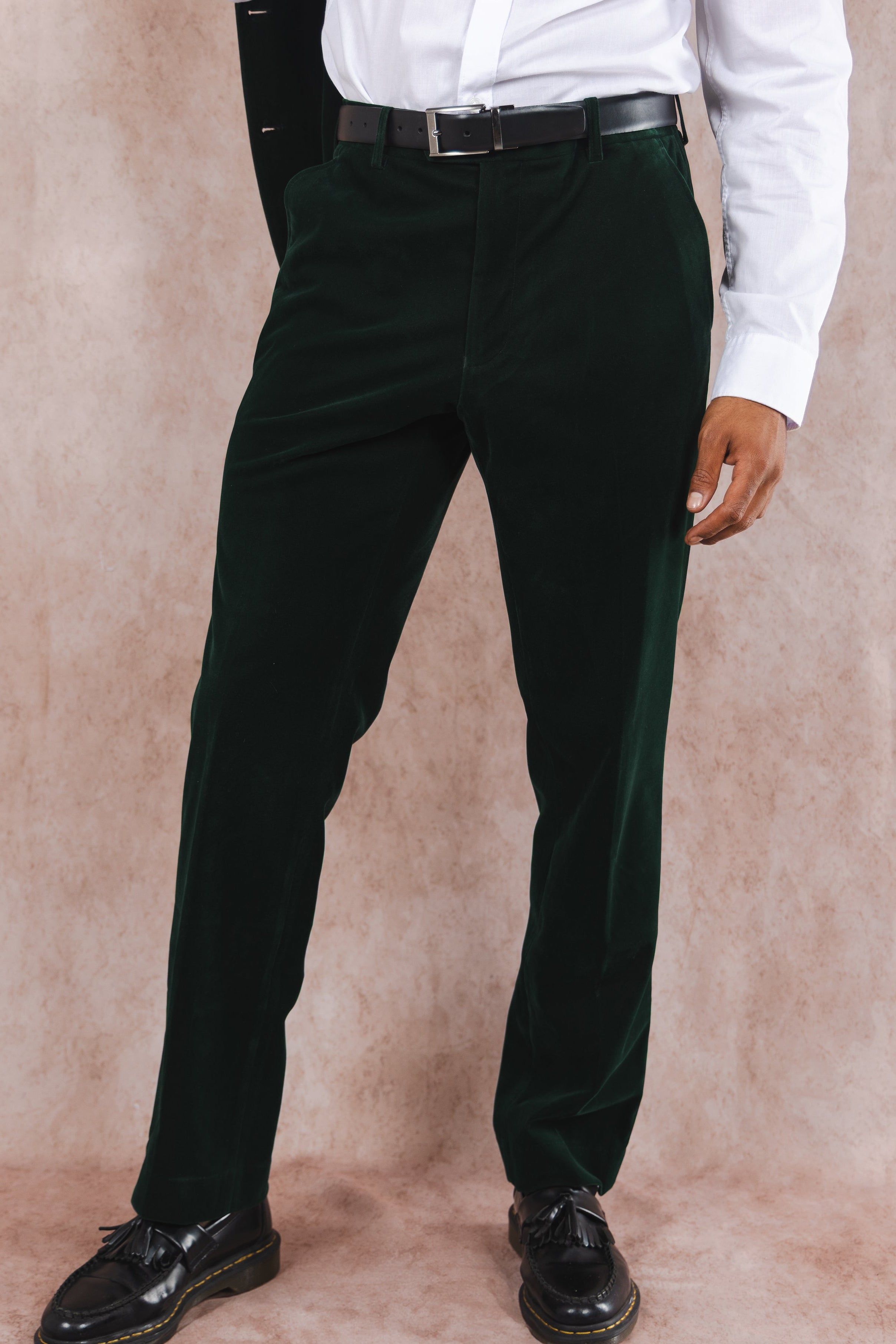 The Elegant Evergreen | Green Velvet Velvet Suit Pants | Size 34