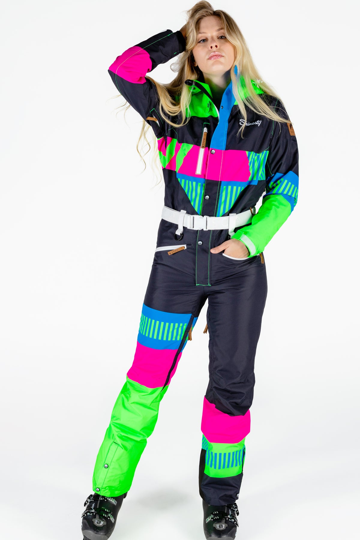 The Steep And Deep | Retro Black Women's One Piece Ski Suit - Shinesty