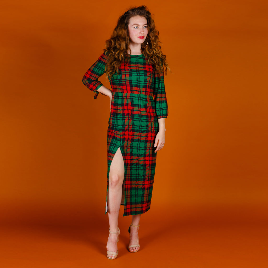 The Lincoln Log Love Lady | Midi Christmas Dress - Shinesty