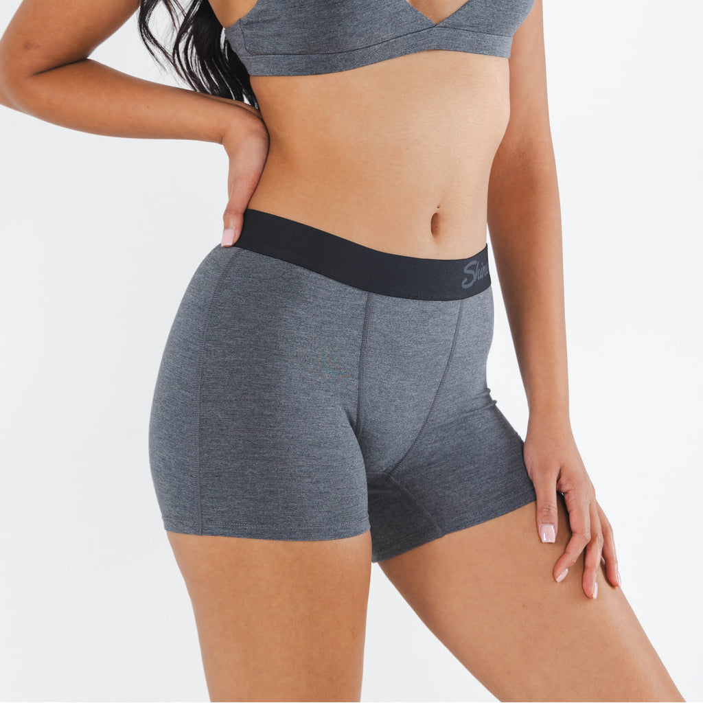 The Basalt | Heather Charcoal Women’s Boxers - Shinesty