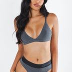 The Basalt | Heather Charcoal Boob Hammock™ Triangle Bralette - Shinesty
