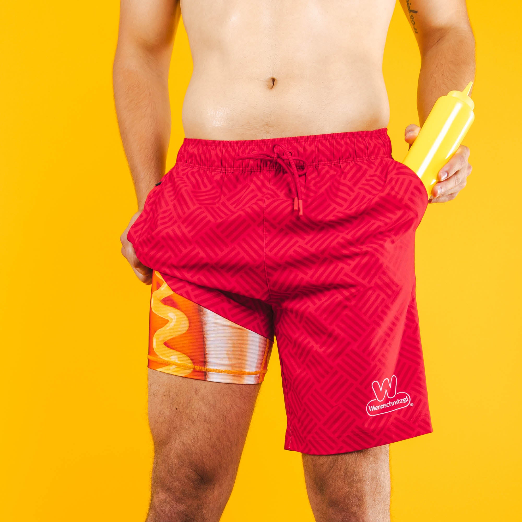 The Hot Dogs Or Legs | Wienerschnitzel x Shinesty Ball Hammock® Pouch 8" Swim Trunks - Shinesty
