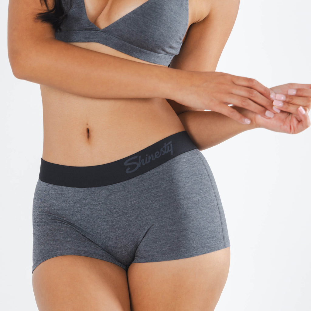 The Basalt | Heather Charcoal Boyshort Underwear with Waistband - Shinesty