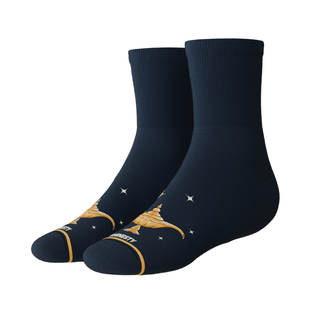 The 3 Wishbone | Dreamy Genie Lamp Heel Hammock™ Quarter Crew Socks - Shinesty