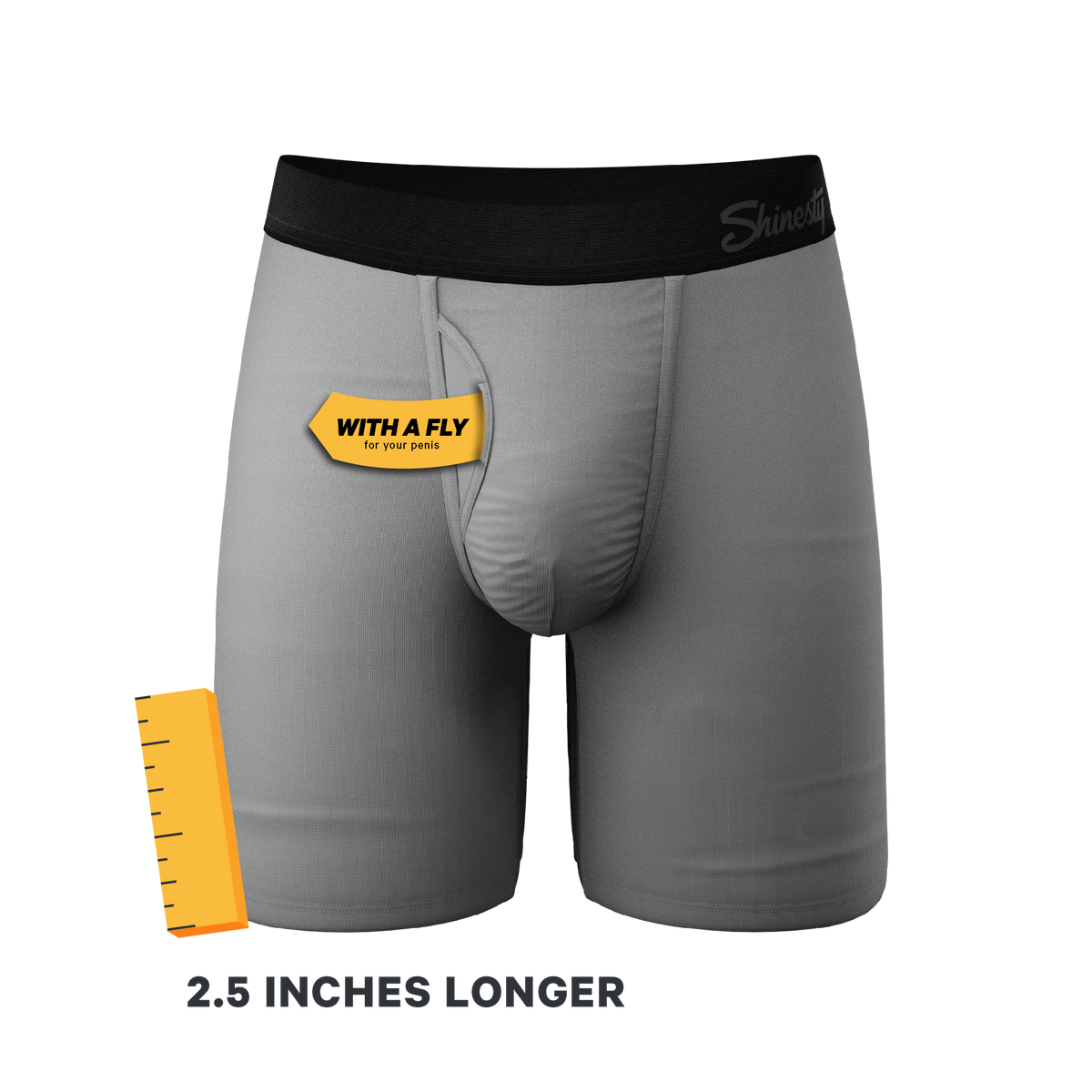 The 50 Shades | Long Leg Grey Ball Hammock® Pouch Underwear With Fly 5 Pack - Shinesty