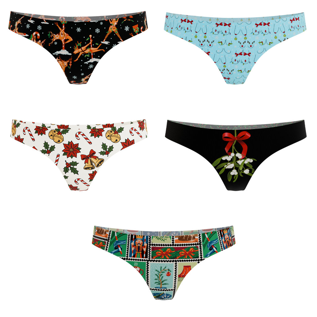 The Holiday Club | Women's Thong Underwear 5 Pack - Shinesty
