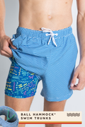 The Swim Lesson | Blue Wave Tropical Ball Hammock® Pouch 8" Swim Trunks - Shinesty
