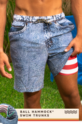 The Jacksonville Jort | Denim USA Ball Hammock® Pouch 8" Swim Trunks - Shinesty
