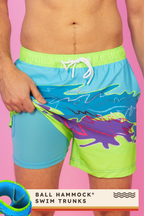 The Snack Shack | Retro Neon Ball Hammock® Pouch 8" Swim Trunks - Shinesty