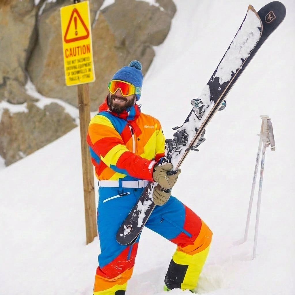 The Groovy Gondola | Orange Retro Swirl One Piece Ski Suit - Shinesty