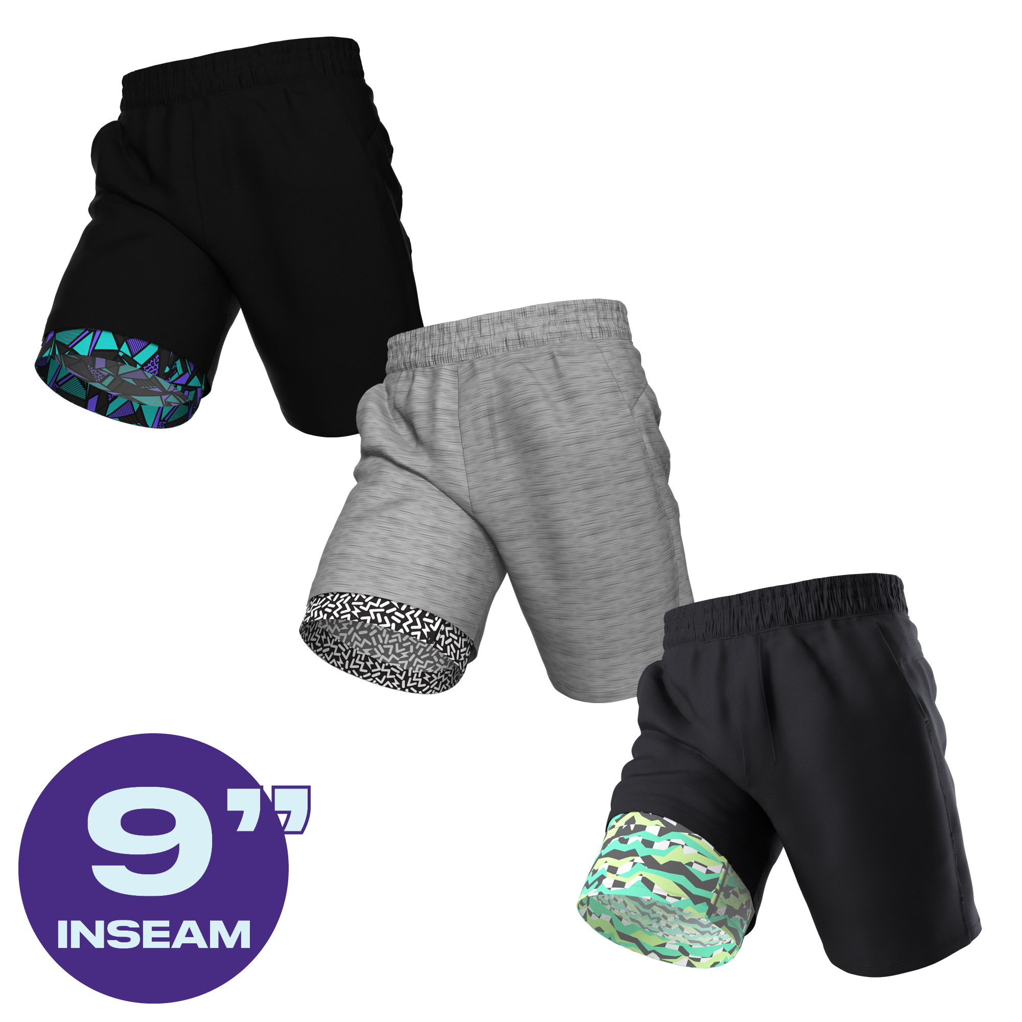 The Athlete | Ball Hammock® 9 Inch Athletic Shorts 3 Pack - Shinesty