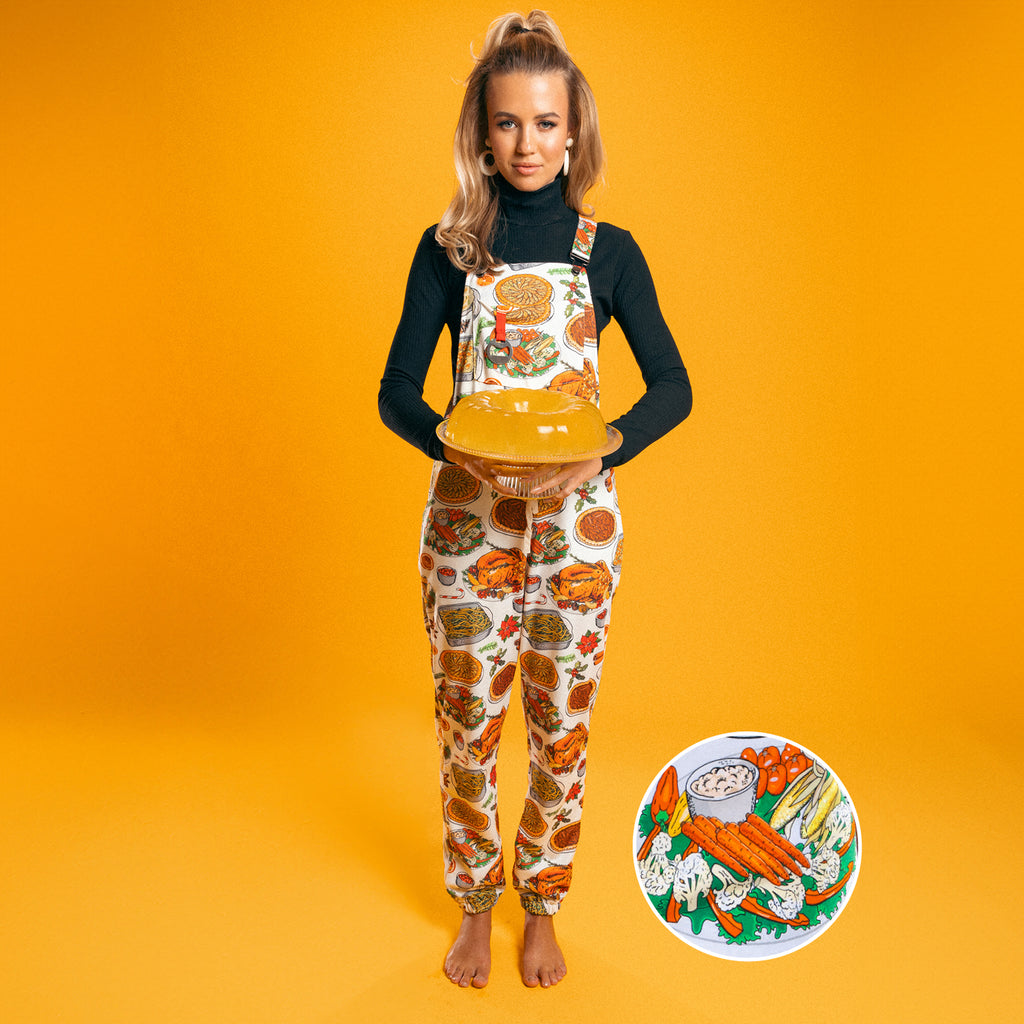 The Spread | White Thanksgiving Women's Pajamaralls® - Shinesty