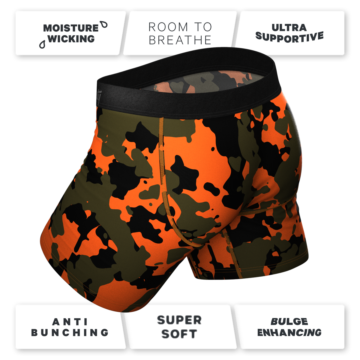 The Bambi Bunchers | Orange Camo Deer Ball Hammock® Pouch Underwear - Shinesty