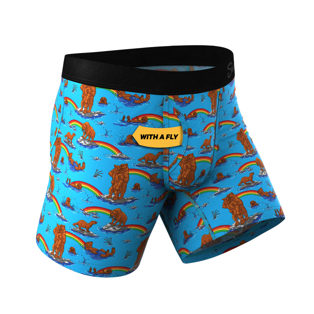 The Bear | Bear and Otter Rainbow Ball Hammock® Pouch Underwear With Fly - Shinesty