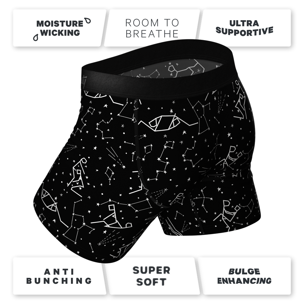 The Big Bang | Glow In The Dark Constellation Ball Hammock® Pouch Underwear With Fly - Shinesty