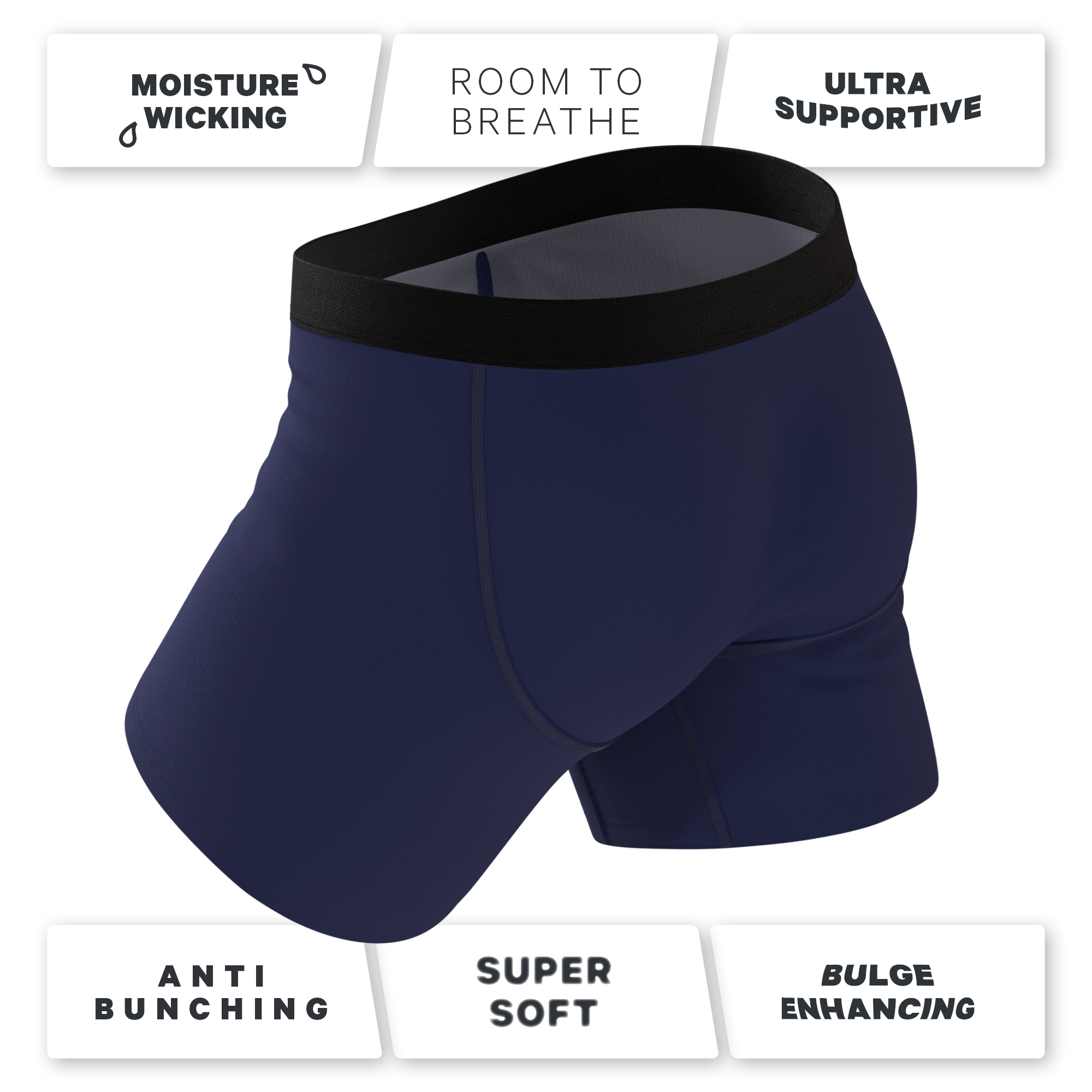 The Big Blue | Navy Ball Hammock® Pouch Underwear With Fly - Shinesty