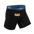 The Black Hole | Black and Blue Ball Hammock® Pouch Underwear With Fly - Shinesty