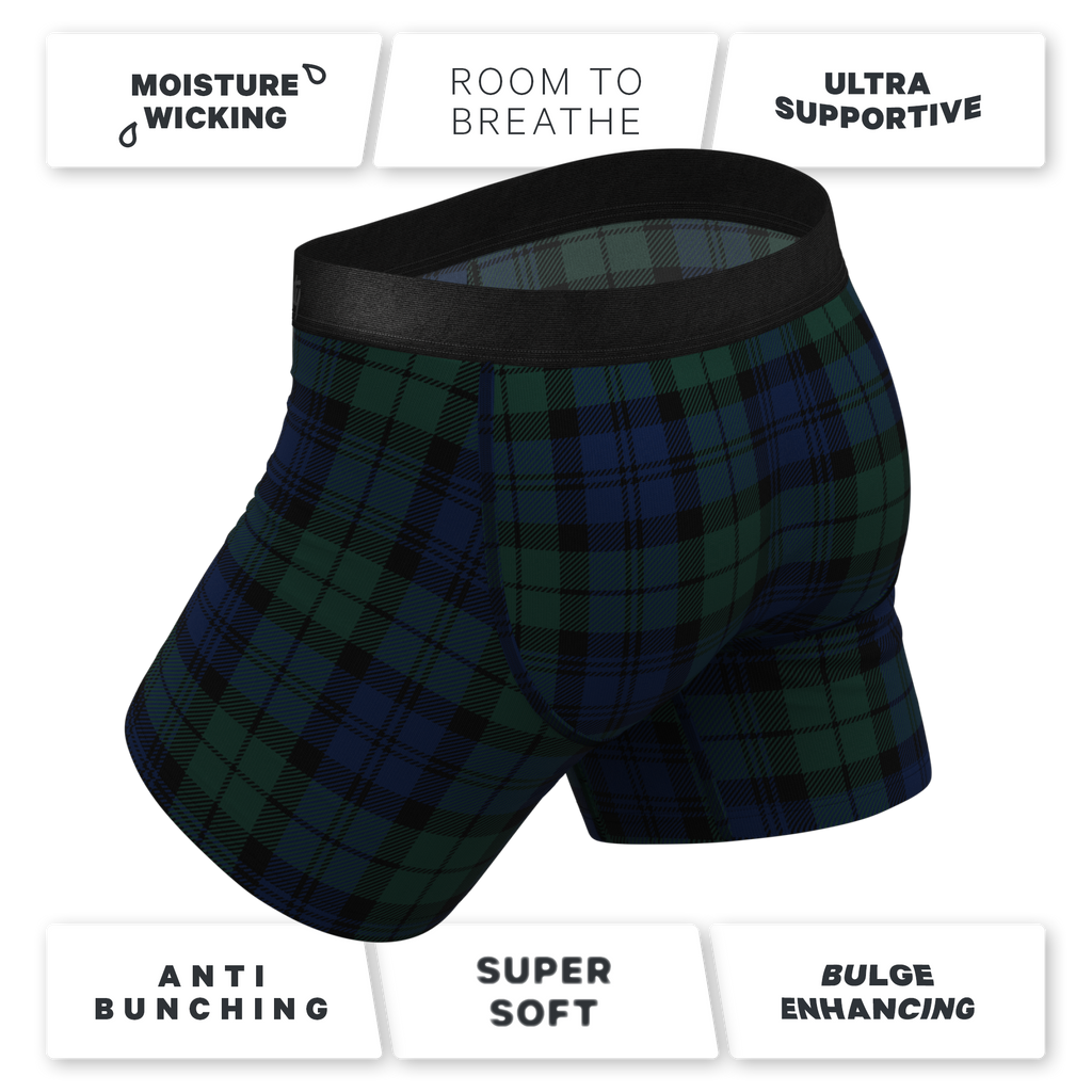 The Black Watch | Tartan Plaid Ball Hammock® Pouch Underwear With Fly - Shinesty