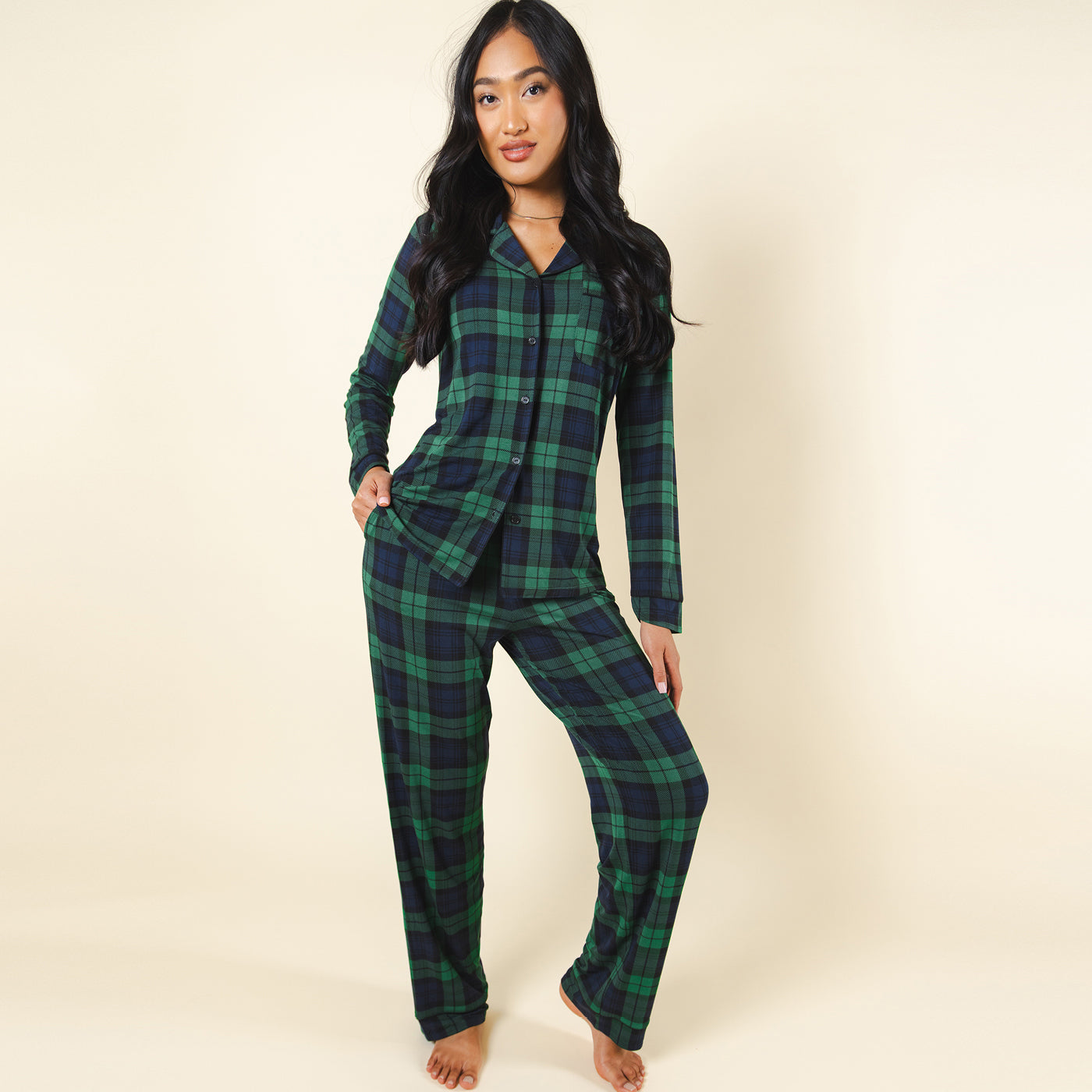The Black Watch | Tartan Plaid SleepDeep™ Women’s Long Sleeve Pajama Set - Shinesty