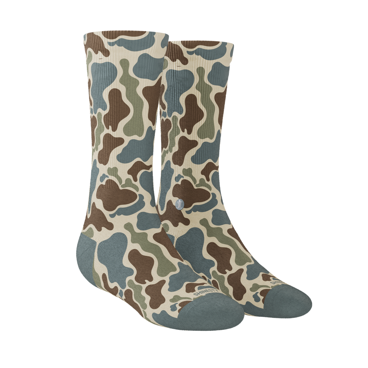 The Blender | Grey Duck Camo Heel Hammock™ Crew Socks - Shinesty