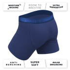The Bloom Moon | Tonal Navy Ball Hammock® Pouch Underwear With Fly - Shinesty