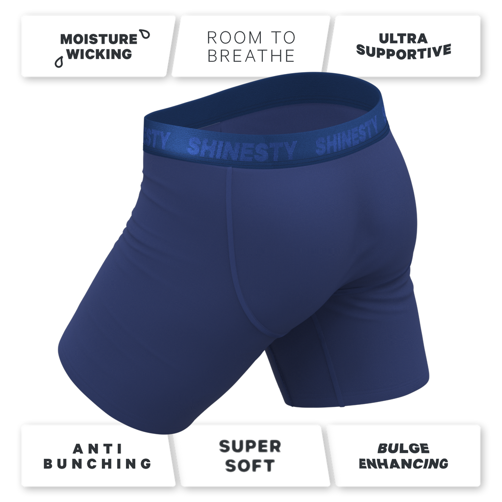 The Bloom Moon | Tonal Navy Ball Hammock® Boxer - Long Leg - Shinesty