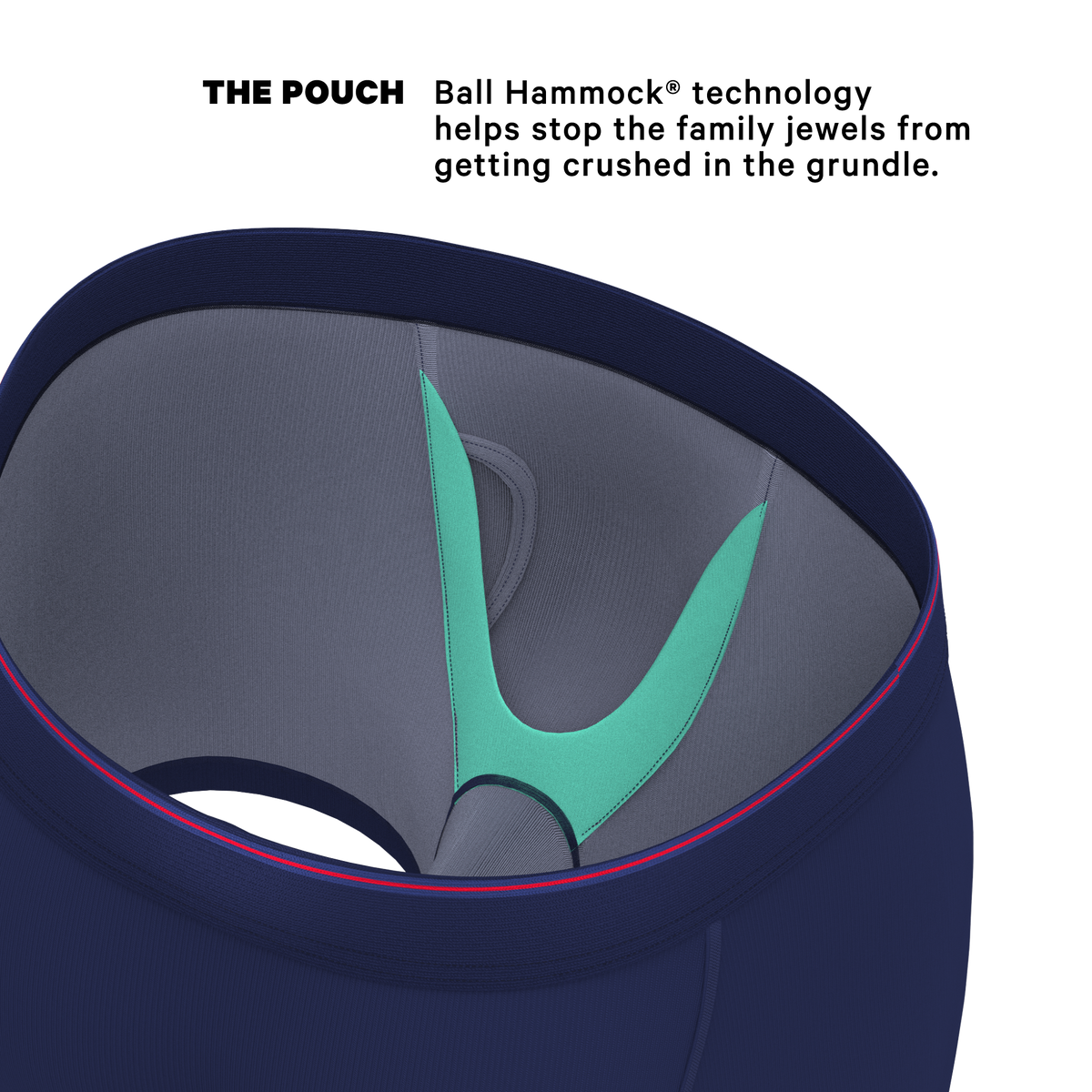 The Blueberry Pie | Red Tip Navy Ball Hammock® Pouch Underwear With Fly - Shinesty
