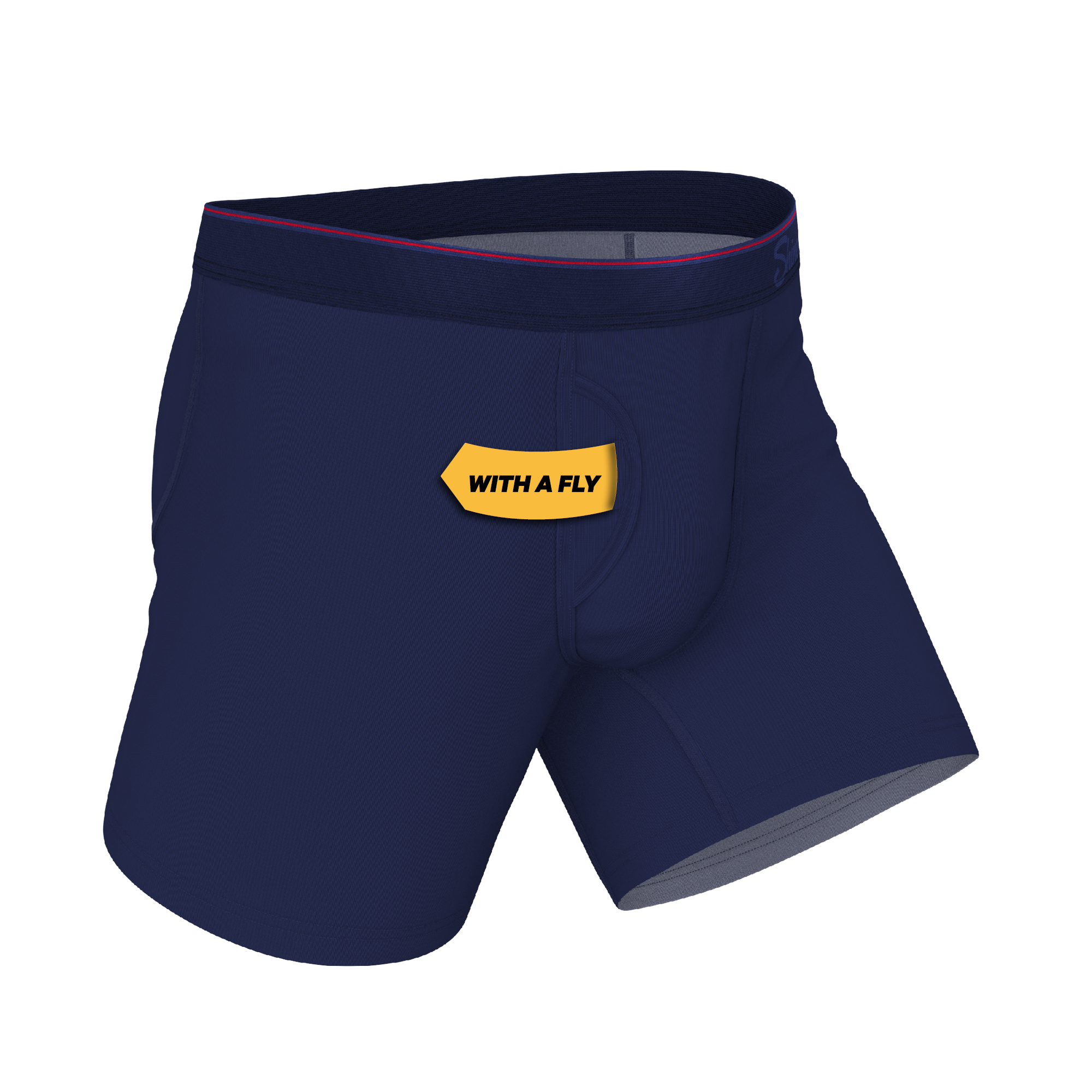 The Blueberry Pie | Red Tip Navy Ball Hammock® Pouch Underwear With Fly - Shinesty