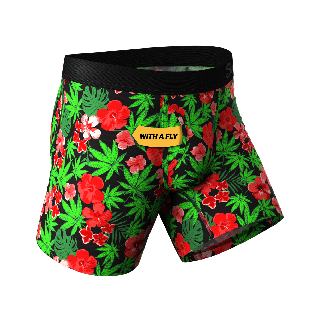 The Bongstera | Tropical Weed Ball Hammock® Pouch Underwear With Fly - Shinesty