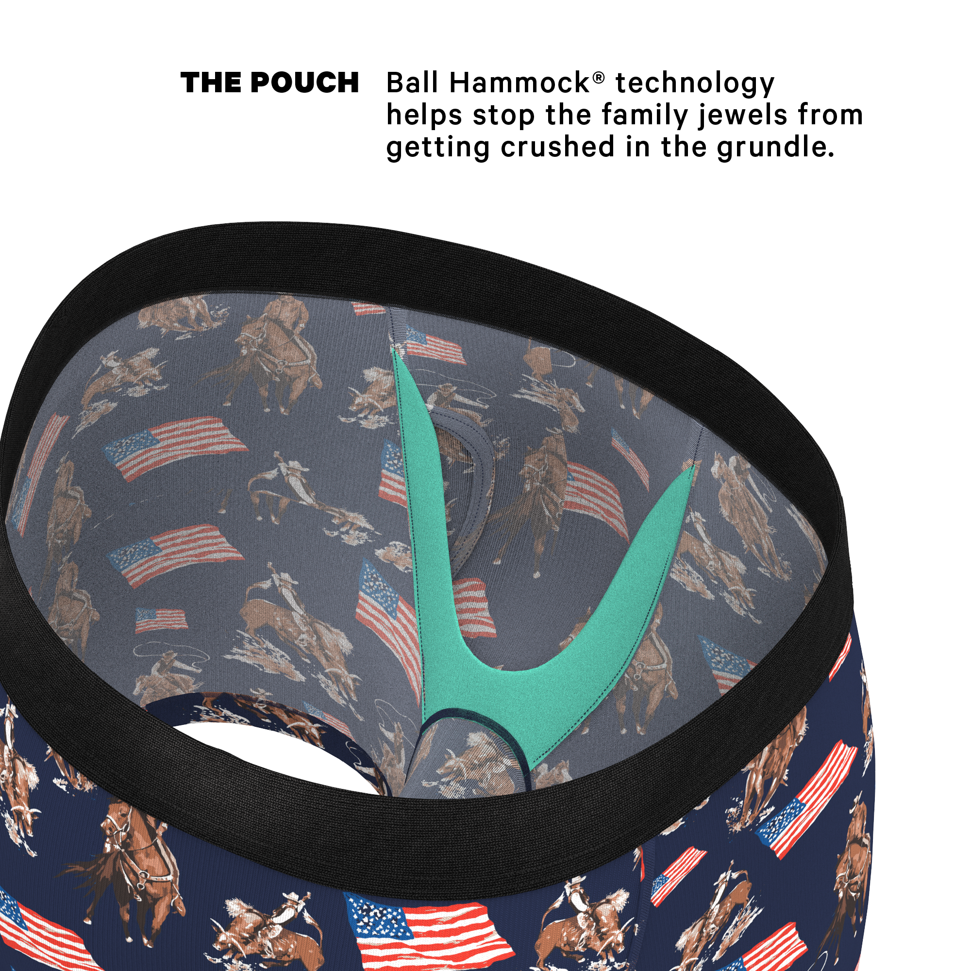 The Bootstraps & Chaps | Americana Cowboy Ball Hammock® Pouch Underwear With Fly - Shinesty