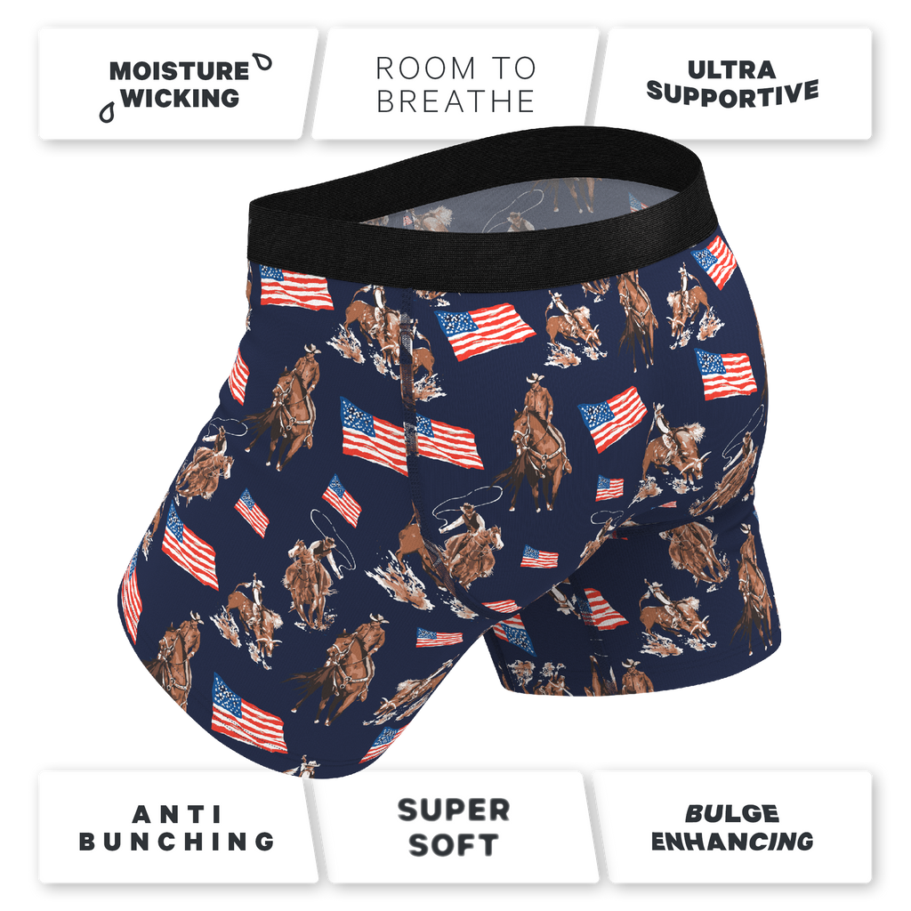 The Bootstraps & Chaps | Americana Cowboy Ball Hammock® Pouch Underwear With Fly - Shinesty