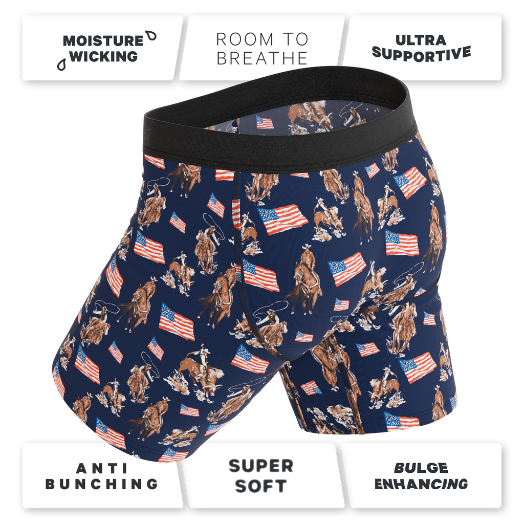 The Bootstraps & Chaps | Americana Cowboy Ball Hammock® Boxer - Long Leg - Shinesty