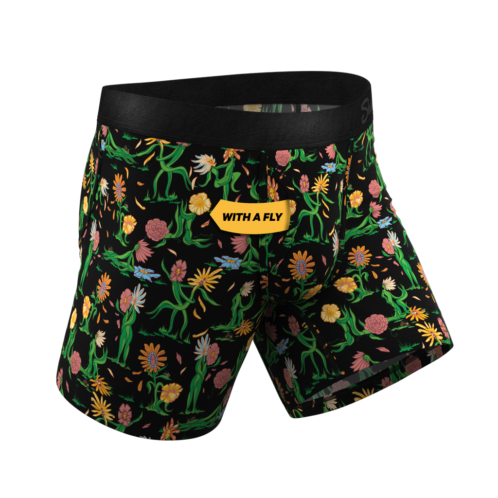 The Garden Of Breedin | Flower Print Ball Hammock® Pouch Underwear With Fly - Shinesty