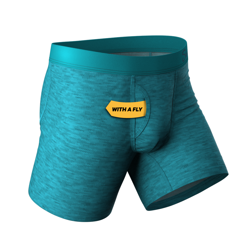 The Nerves of Teal | Teal Heather Ball Hammock® Pouch Underwear With Fly - Shinesty
