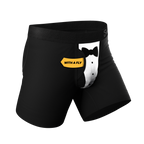 The 009 | Black Tuxedo Ball Hammock® Pouch Underwear With Fly - Shinesty