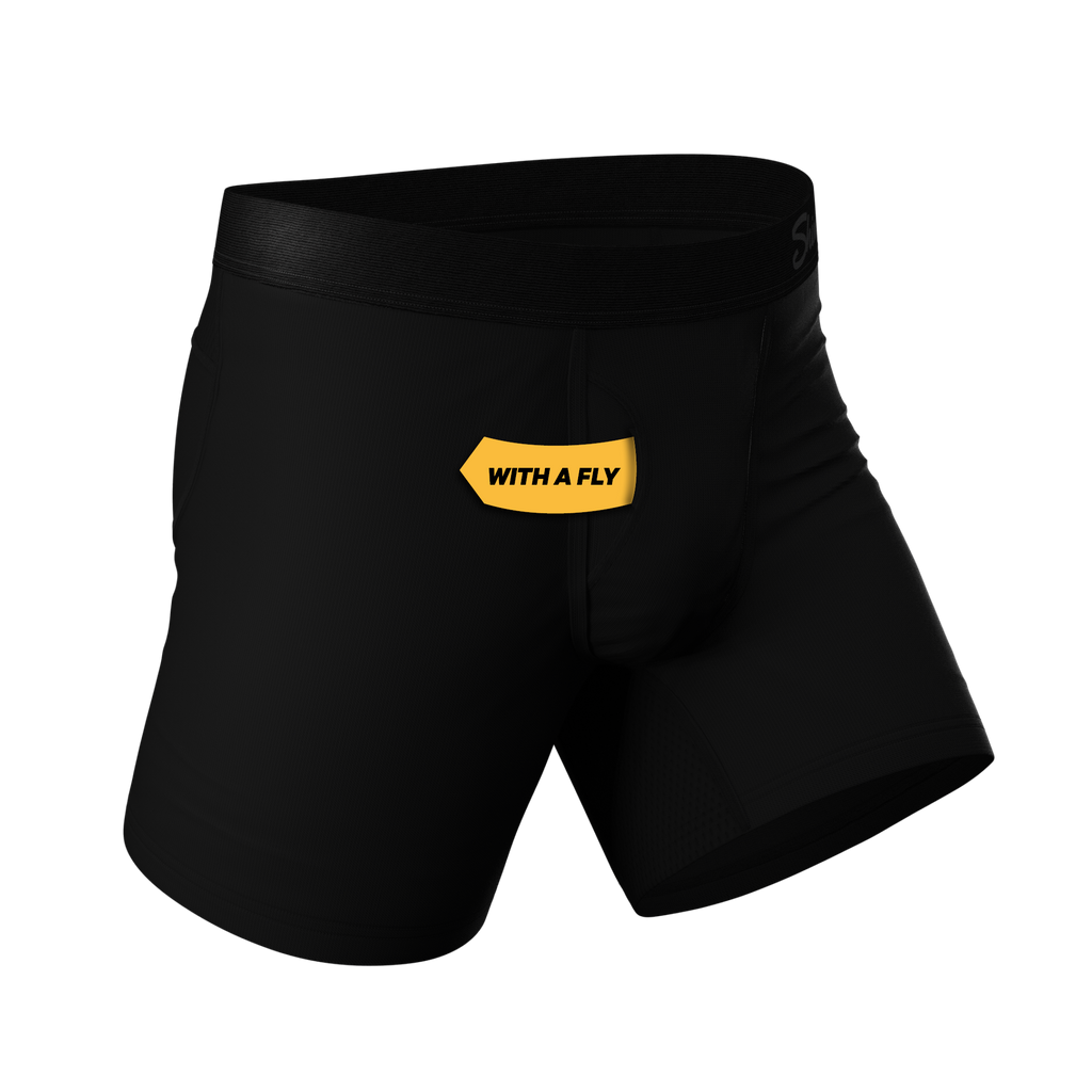 The Threat Level Midnight | Black Ball Hammock® Pouch Underwear With Fly - Shinesty