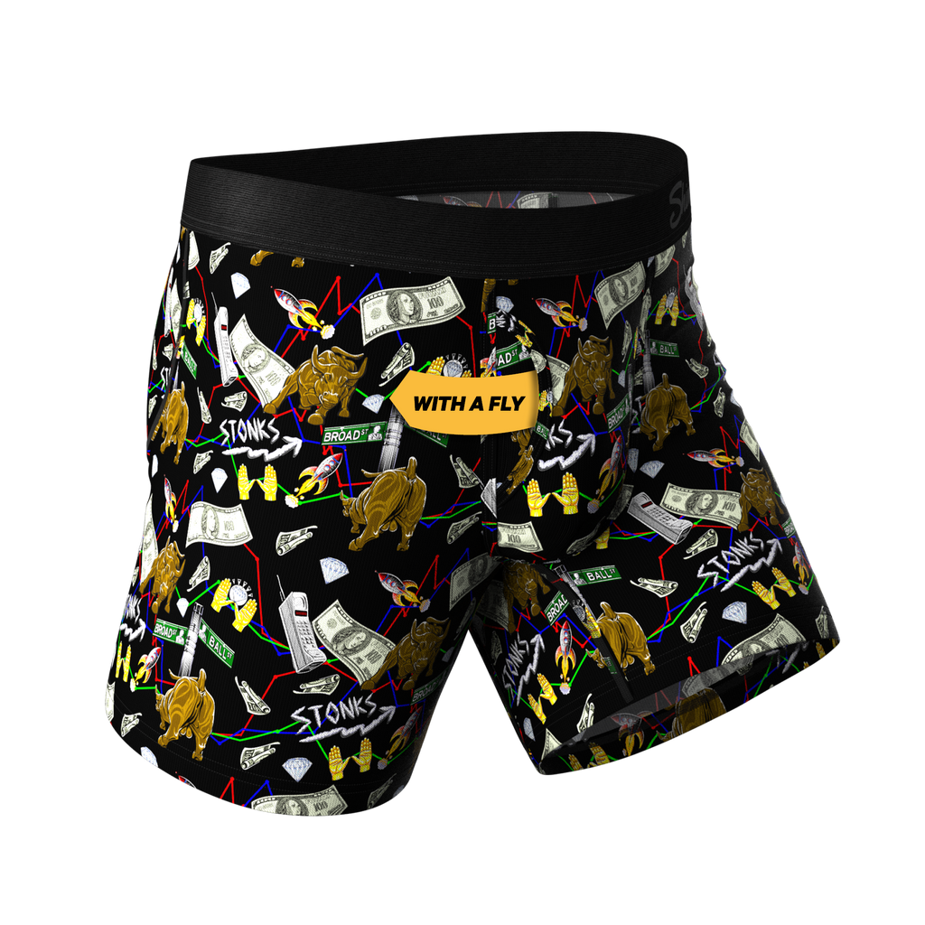 The Ball Street Bets | Stock Market Ball Hammock® Pouch Underwear With Fly - Shinesty