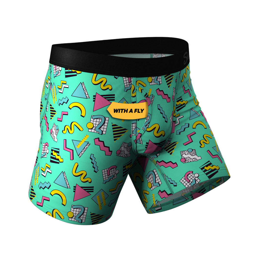 The Afternoon Arcade | Retro Geometric Ball Hammock® Pouch Underwear With Fly - Shinesty