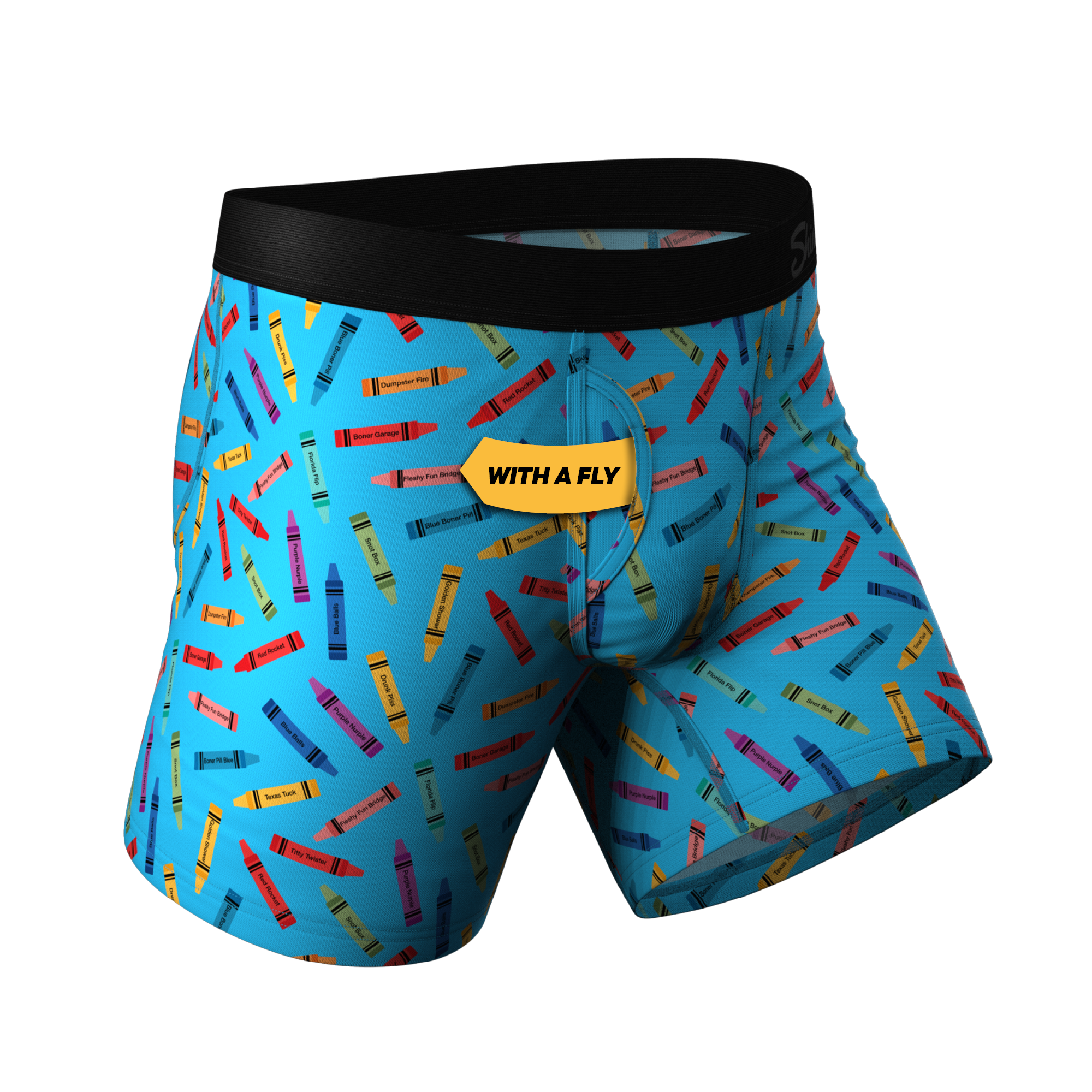 The 69 Pack | Crayon Print Ball Hammock® Pouch Underwear With Fly - Shinesty