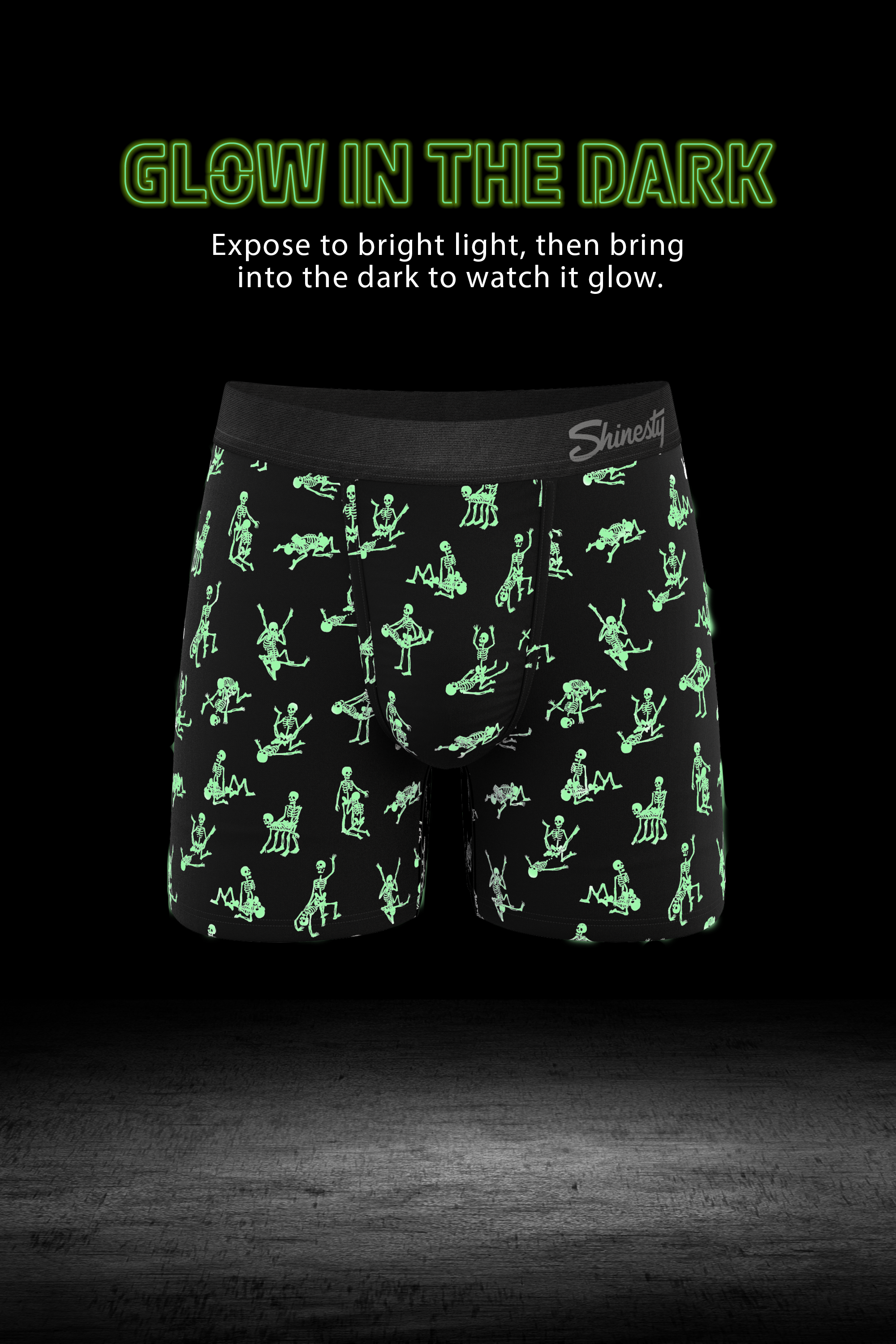 The Bare Back Bones | Glow in the Dark Skeletons Ball Hammock® Pouch Trunks Underwear - Shinesty