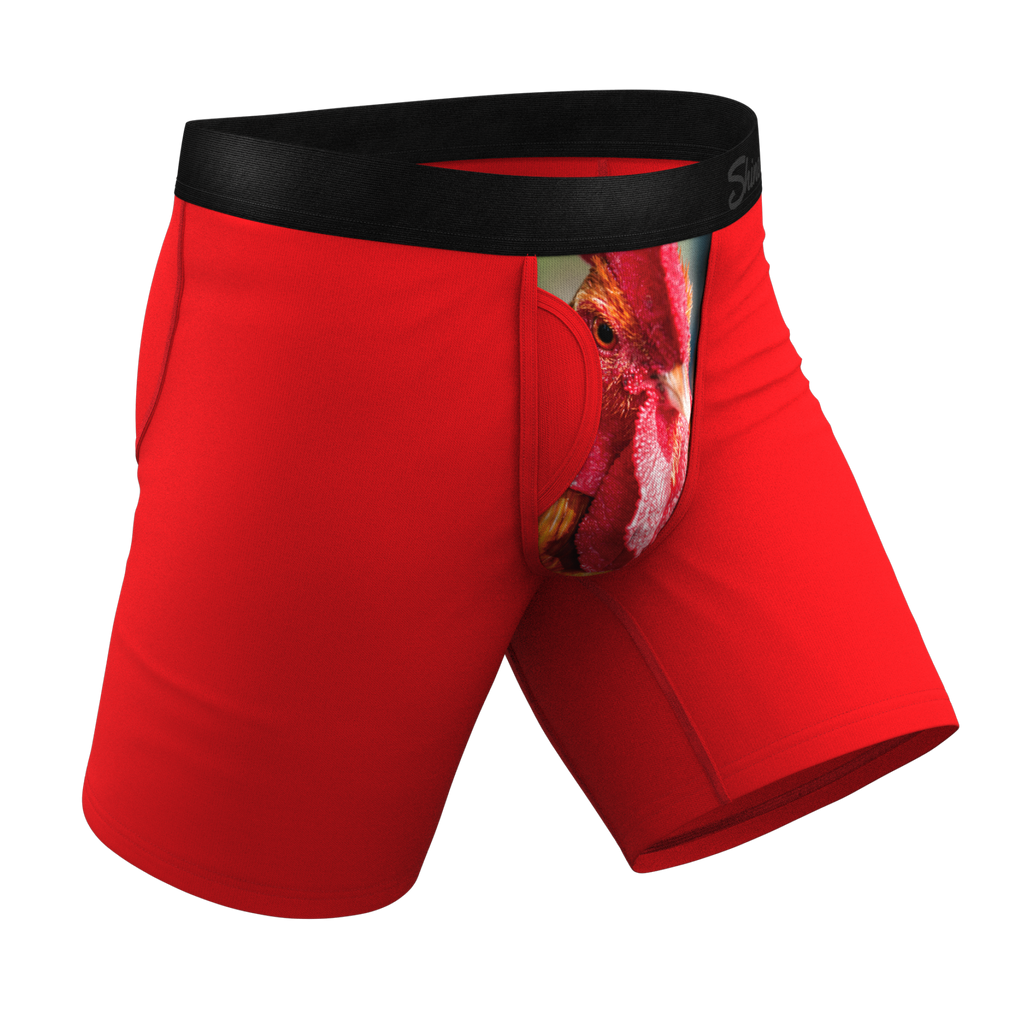 The Early Risers | Barnyard Rooster Ball Hammock® Boxer - Long Leg - Shinesty