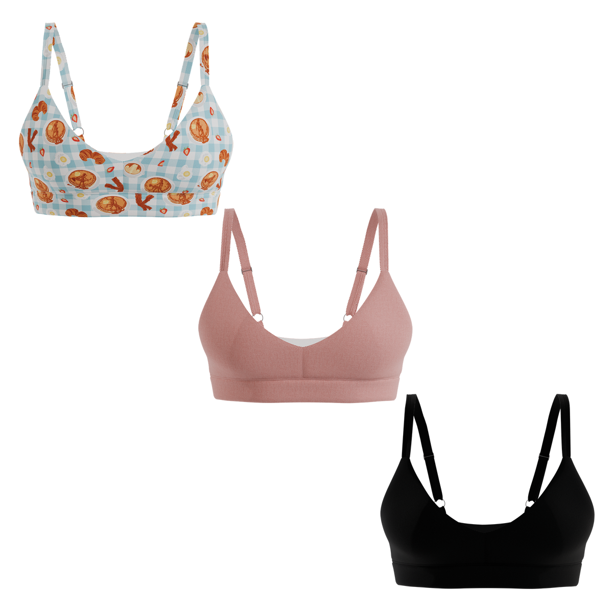 The Breakfast in Bed | Boob Hammock™ Plunge Bralette 3 Pack - Shinesty