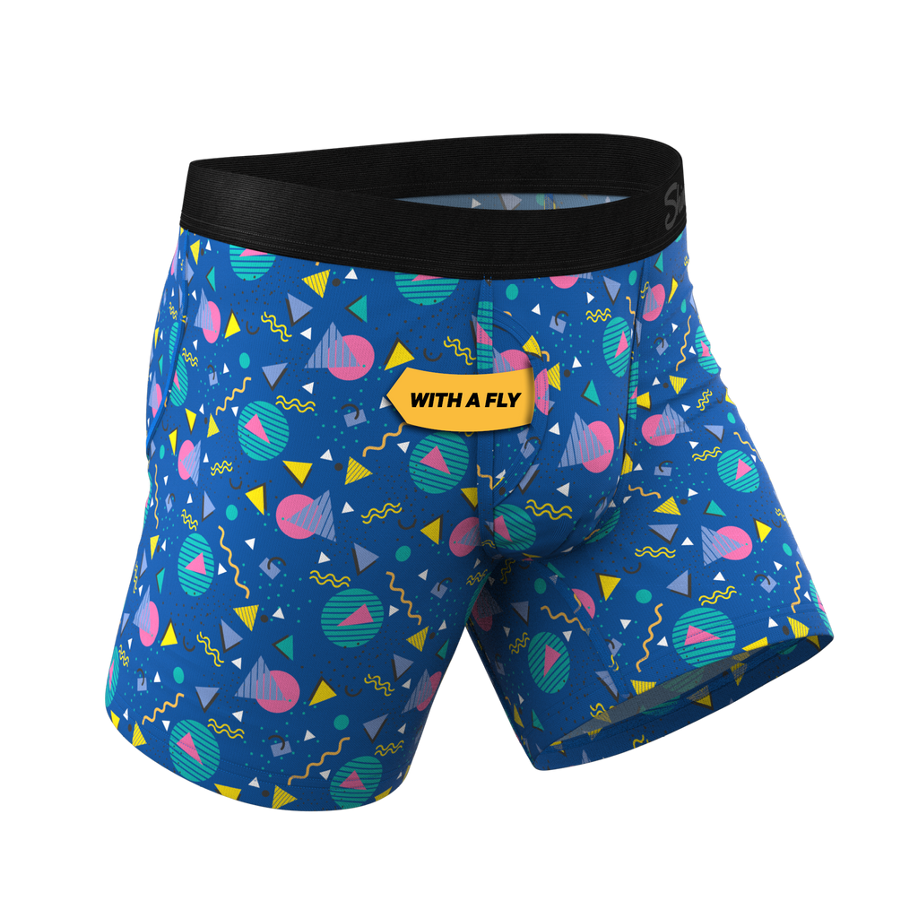 The Bus Stop | Retro Shapes Ball Hammock® Pouch Underwear With Fly - Shinesty