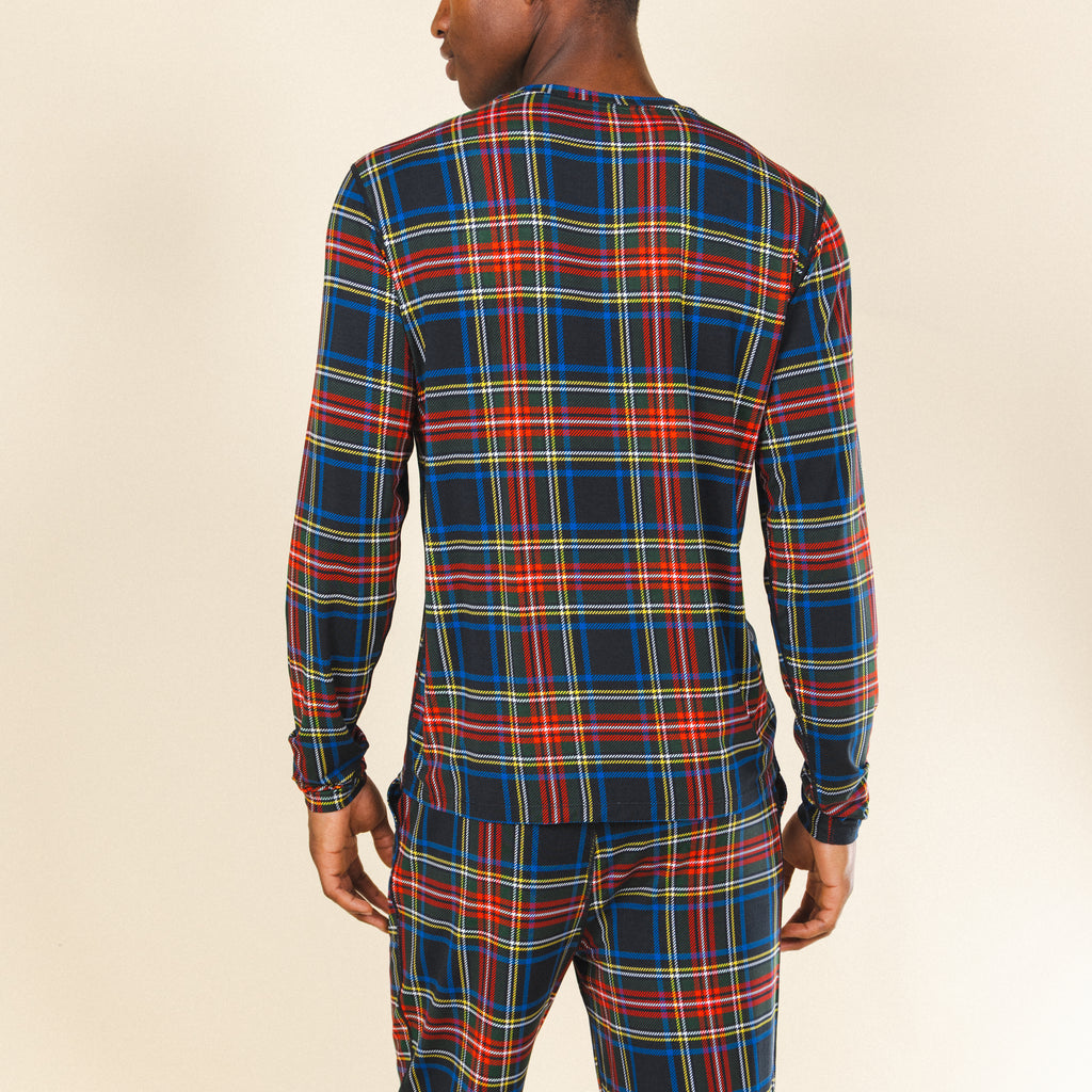 The Cappuccino | Holiday Tartan Plaid SleepDeep™ Men’s Long Sleeve Pajama Shirt - Shinesty