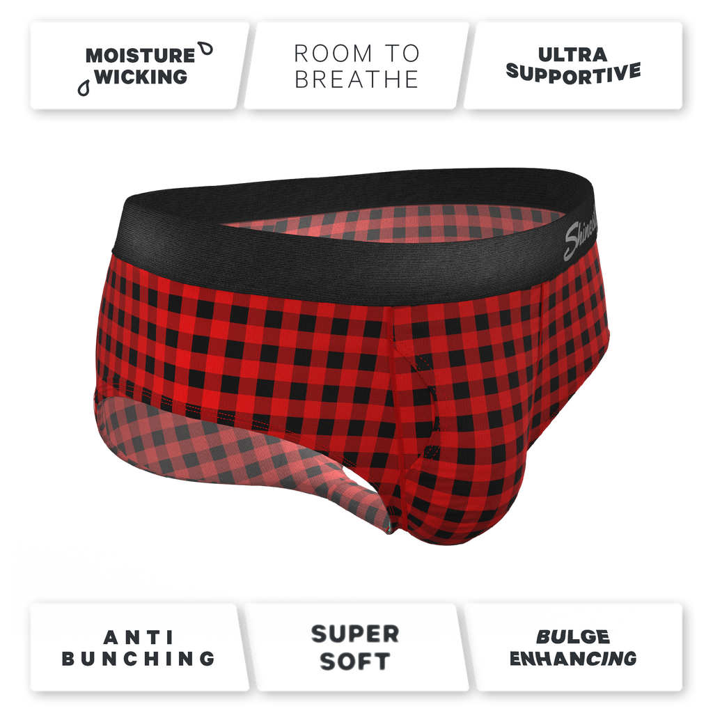 The Cardinal | Micro Buffalo Check Ball Hammock® Pouch Underwear Briefs - Shinesty