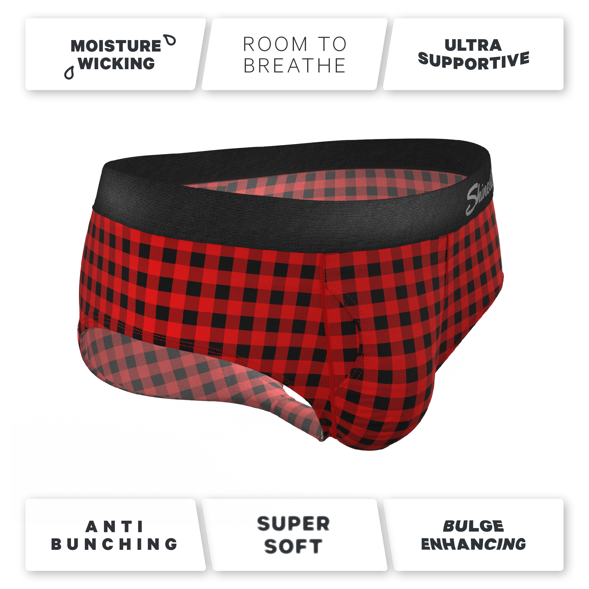 The Cardinal | Micro Buffalo Check Ball Hammock® Pouch Underwear Briefs - Shinesty