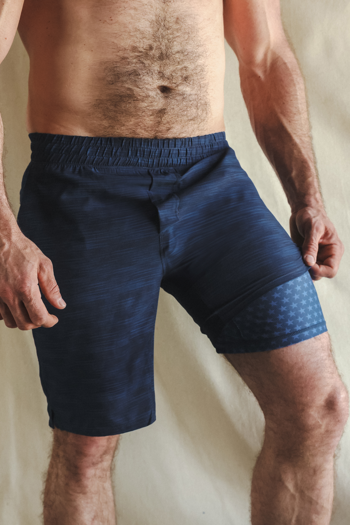 The Cardio King | Navy Space Dye Ball Hammock® 9 Inch Athletic Shorts - Shinesty